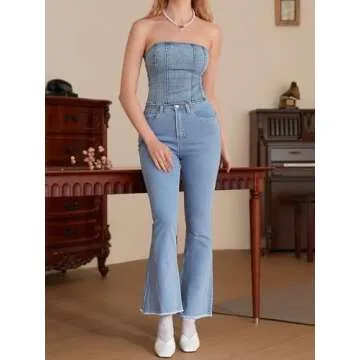 GORGLITTER Denim Corset Top Retro Stylish for Summer