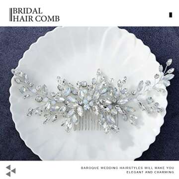 Catery Crystal Bridal Hair Comb Silver Rhinestones Wedding Hairpiece Sparkly Headpiece Bridesmaid Clips Accessories for Brides and Women (A Silver)
