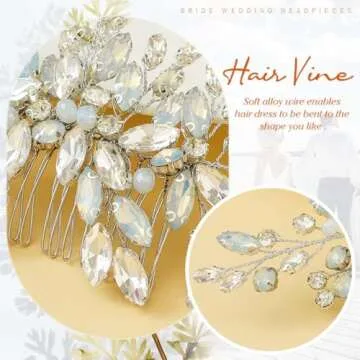 Catery Crystal Bridal Hair Comb Silver Rhinestones Wedding Hairpiece Sparkly Headpiece Bridesmaid Clips Accessories for Brides and Women (A Silver)