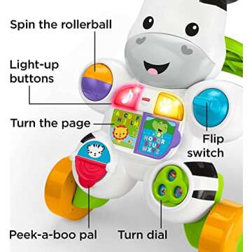Fisher-Price Baby to Toddler Toy, Learn with Me Zebra Walker with Educational Music Lights & Activities for Infants Ages 6+ Months