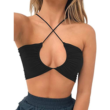 Stylish TOB Women's Criss Cross Bow Tie Crop Top
