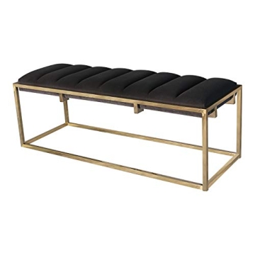 Coaster Furniture Channel Tufted Dark Grey and Gold Bench - Stylish and Comfortable