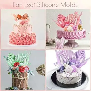 5 Pieces Fan Leaf Mold Palm Leaves Molds Pearl Sphere Boho Candy Molds Silicone Fondant Clay Mold for Crafts