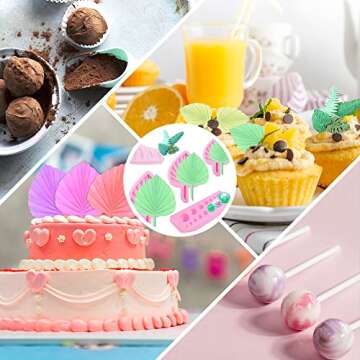 5 Pieces Fan Leaf Mold Palm Leaves Molds Pearl Sphere Boho Candy Molds Silicone Fondant Clay Mold for Crafts