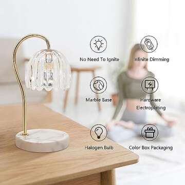 TUOTGOYEZ Candle Warmer Lamp - Dimmable Electric Candle Warmer with Marble Base for Home Decor and U...