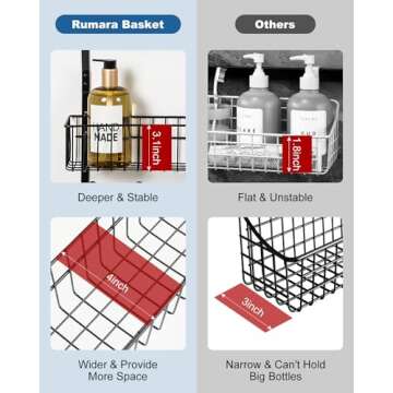 Rumara Over The Door Hanger Hooks, Behind Door Towel Rack, Organizer Hanger with 15 Racks and Basket for Barthroom, Bedroom Kitchen & Pantry, Back of Door Storage Shelf for Coat (1 Basket)