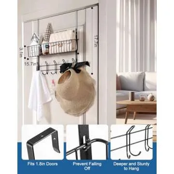 Rumara Over The Door Hanger Hooks - Space-Saving Organizer