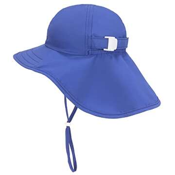 Baby and Toddler Sun Hat - UPF 50+ Kids Boy & Girl Summer Swim Pool & Beach Hat Royal Blue