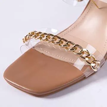 N.N.G Chunky Clear Two-Strap Block Heel Sandals Size 7.5