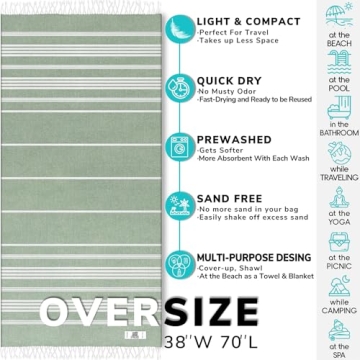 EPHESUS Turkish Beach Towel - Lightweight Quick Dry Design