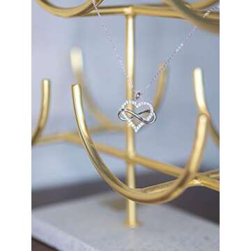 Sash & Soph Infinity Heart Necklace for Women. 925 Sterling Silver Heart Necklace for Girlfriend, Love Heart Pendant on 18" Chain with 2" Extender (Silver)