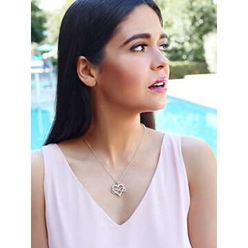 Sash & Soph Infinity Heart Necklace for Women. 925 Sterling Silver Heart Necklace for Girlfriend, Love Heart Pendant on 18" Chain with 2" Extender (Silver)