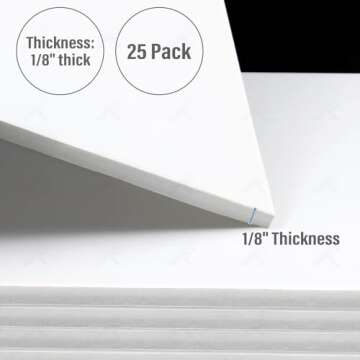 Golden State Art, Foam Board (Set of 25, 11x14, White, 1/8" Thick)