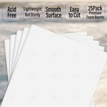 Golden State Art, Foam Board (Set of 25, 11x14, White, 1/8" Thick)