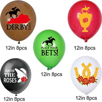 45 Pcs Kentucky Horse Derby Party Decorations Horse Racing Balloons Including Horse Latex Balloon Ho...