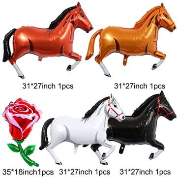 45 Pcs Kentucky Horse Derby Party Decorations Horse Racing Balloons Including Horse Latex Balloon Horse Rose Foil Balloon for Horse Racing Preakness Bridal Shower Party Decoration Supplies (black)