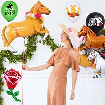 45 Pcs Kentucky Horse Derby Party Decorations Horse Racing Balloons Including Horse Latex Balloon Horse Rose Foil Balloon for Horse Racing Preakness Bridal Shower Party Decoration Supplies (black)