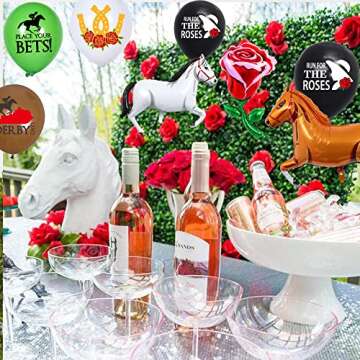 45 Pcs Kentucky Horse Derby Party Decorations Horse Racing Balloons Including Horse Latex Balloon Horse Rose Foil Balloon for Horse Racing Preakness Bridal Shower Party Decoration Supplies (black)
