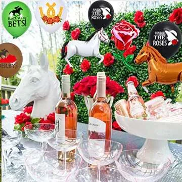 45 Pcs Kentucky Horse Derby Party Decorations Horse Racing Balloons Including Horse Latex Balloon Horse Rose Foil Balloon for Horse Racing Preakness Bridal Shower Party Decoration Supplies (black)