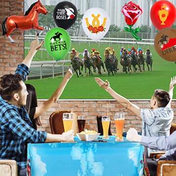 45 Pcs Kentucky Horse Derby Party Decorations Horse Racing Balloons Including Horse Latex Balloon Horse Rose Foil Balloon for Horse Racing Preakness Bridal Shower Party Decoration Supplies (black)