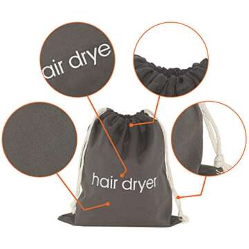 IFAMIO Hair Dryer Bag Cotton Drawstring Hairdryer Storage Container for Makeup Tools, Straightener 1...