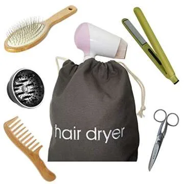 IFAMIO Hair Dryer Bag Cotton Drawstring Hairdryer Storage Container for Makeup Tools, Straightener 11.8 X 13.8 Inch Travel Cotton Organizer Cover for Home, Hotel