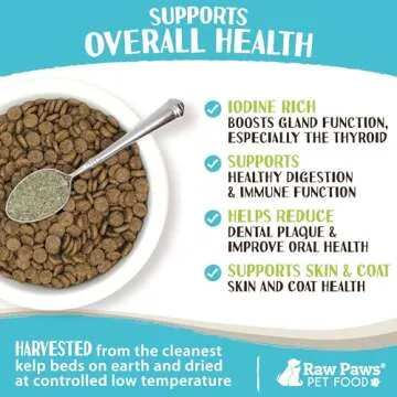 Raw Paws Organic Kelp Powder for Pets - Immune & Thyroid Support