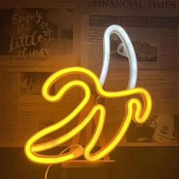 ENUOLI Banana Neon Signs Decorative Art for Party Banana Neon Light 11.4"x7.9" inch LED Neon Lights for Wall Decor,USB/Battery Powered Night Lamps Light Up Signs for Christmas,Birthday Party, Kids Gift Living Room,Home Decor