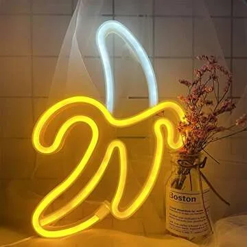 ENUOLI Banana Neon Signs Decorative Art for Party Banana Neon Light 11.4"x7.9" inch LED Neon Lights for Wall Decor,USB/Battery Powered Night Lamps Light Up Signs for Christmas,Birthday Party, Kids Gift Living Room,Home Decor