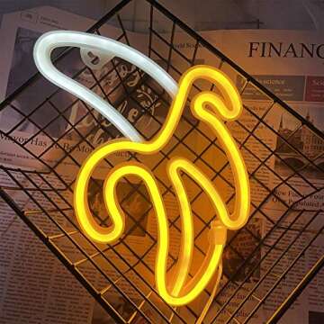 ENUOLI Banana Neon Signs Decorative Art for Party Banana Neon Light 11.4"x7.9" inch LED Neon Lights for Wall Decor,USB/Battery Powered Night Lamps Light Up Signs for Christmas,Birthday Party, Kids Gift Living Room,Home Decor