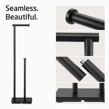 KES Freestanding Toilet Paper Holder with Reserve for Bathroom with Weighted Base, Modern Tissue Roll Holder Stand 29" H, SUS304 Stainless Steel Rustproof Matte Black, BPH286S1B-BK