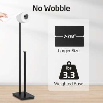 KES Freestanding Toilet Paper Holder with Reserve for Bathroom with Weighted Base, Modern Tissue Roll Holder Stand 29" H, SUS304 Stainless Steel Rustproof Matte Black, BPH286S1B-BK