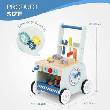 2-in-1 Baby Push Walker - Educational Wooden Toy for Toddlers
