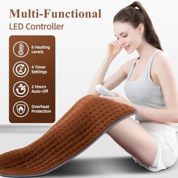 XXXL Heating Pad for Back Pain Relief and Cramps, Heated Pad for Neck/Shoulders/Leg/Knee, 6 Heat Settings Auto-Off, Heat Pad Valentines Day Gifts for Her Him Women Men Mom Dad, Moist/Dry Heat, 17"x33"