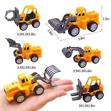 3 otters 12PCS Mini Construction Vehicles for Construction Party Favors, Pull Back Engineering Cars ...