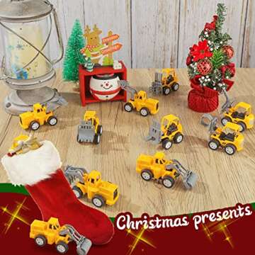 3 otters 12PCS Mini Construction Vehicles for Construction Party Favors, Pull Back Engineering Cars for Carnival Prize Birthday, Christmas Goodie Bag Stuffers for Kids Ages 3 and up