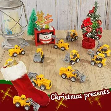 3 otters 12PCS Mini Construction Vehicles for Construction Party Favors, Pull Back Engineering Cars for Carnival Prize Birthday, Christmas Goodie Bag Stuffers for Kids Ages 3 and up