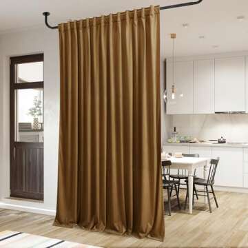 StangH Gold Brown Velvet Blackout Curtains for Sliding Door, Heavy Thick Thermal Insulated Noise Reducing Window Drapes for Living Room/Bedroom/Patio, W100 x L96, 1 Panel