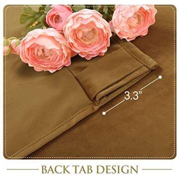 StangH Gold Brown Velvet Blackout Curtains for Sliding Door, Heavy Thick Thermal Insulated Noise Reducing Window Drapes for Living Room/Bedroom/Patio, W100 x L96, 1 Panel