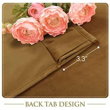 StangH Gold Brown Velvet Blackout Curtains for Sliding Door, Heavy Thick Thermal Insulated Noise Reducing Window Drapes for Living Room/Bedroom/Patio, W100 x L96, 1 Panel