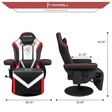 Homall Reclining Chair with Footrest Computer Ergonomic Gaming Recliner Racing Style PU Leather Gamer Chair with Cup Holder Headrest and Lumbar Support(White)