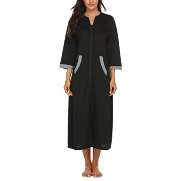 Ekouaer Women's Zip-Up Robe Stylish Loungewear with Pockets