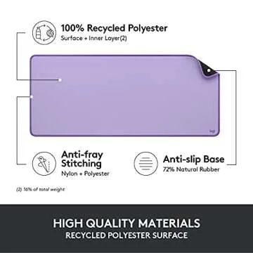 Logitech Desk Mat - Studio Series, Multifunctional Large Desk Pad, Extended Mouse Mat, Office Desk Protector with Anti-slip Base, Spill-resistant Durable Design, in Lavender