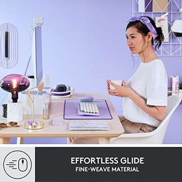 Logitech Desk Mat - Studio Series, Multifunctional Large Desk Pad, Extended Mouse Mat, Office Desk Protector with Anti-slip Base, Spill-resistant Durable Design, in Lavender