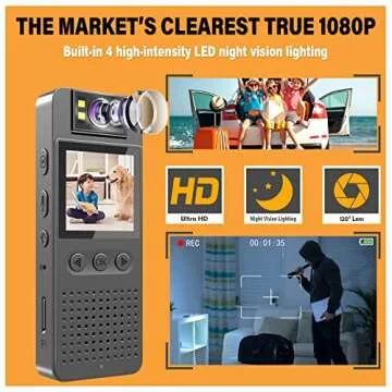 HONGHOO 128GB Pocket Camcorder with Night Vision and HD Recording