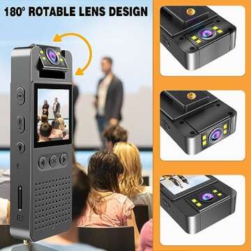 HONGHOO 128GB Pocket Camcorder with Night Vision and HD Recording