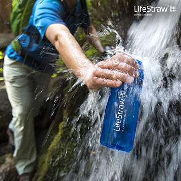 LifeStraw Go Water Filter Bottle with 2-Stage Integrated Filter Straw for Hiking, Backpacking, and Travel, Blue