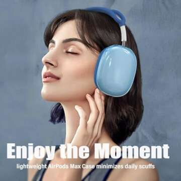 3 in 1 Set Case for AirPods Max Headphones, Clear Soft TPU Anti-Scratch Protective Case Cover, No Yellowing Transparent Accessories for Apple AirPods Max-Blue