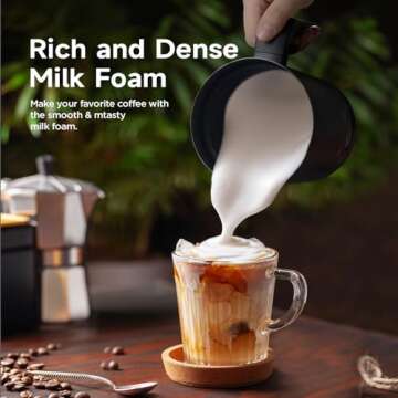 MOOSUM Milk Frother, 4-in-1 10.1oz/300ml Electric Milk Steamer, Easy Clean, Automatic Hot/Cold Foam Maker, Hot Chocolate Maker, 120V