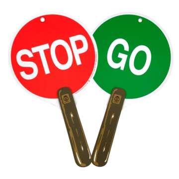 Liontouch - Stop & Go Sign, Red & Green | 3+ Years - 11.8 x 6.7 in | Durable & Reversible Lollipop-S...